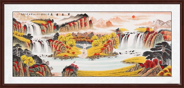 辦公室裝修中公司辦公室前臺(tái)掛什么字畫好《紫氣東來(lái)》