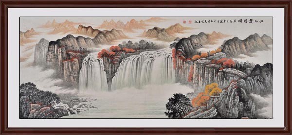 董事長辦公室設計時掛哪些裝飾畫，可以襯托出品味和修養(yǎng)《江山攬勝圖》